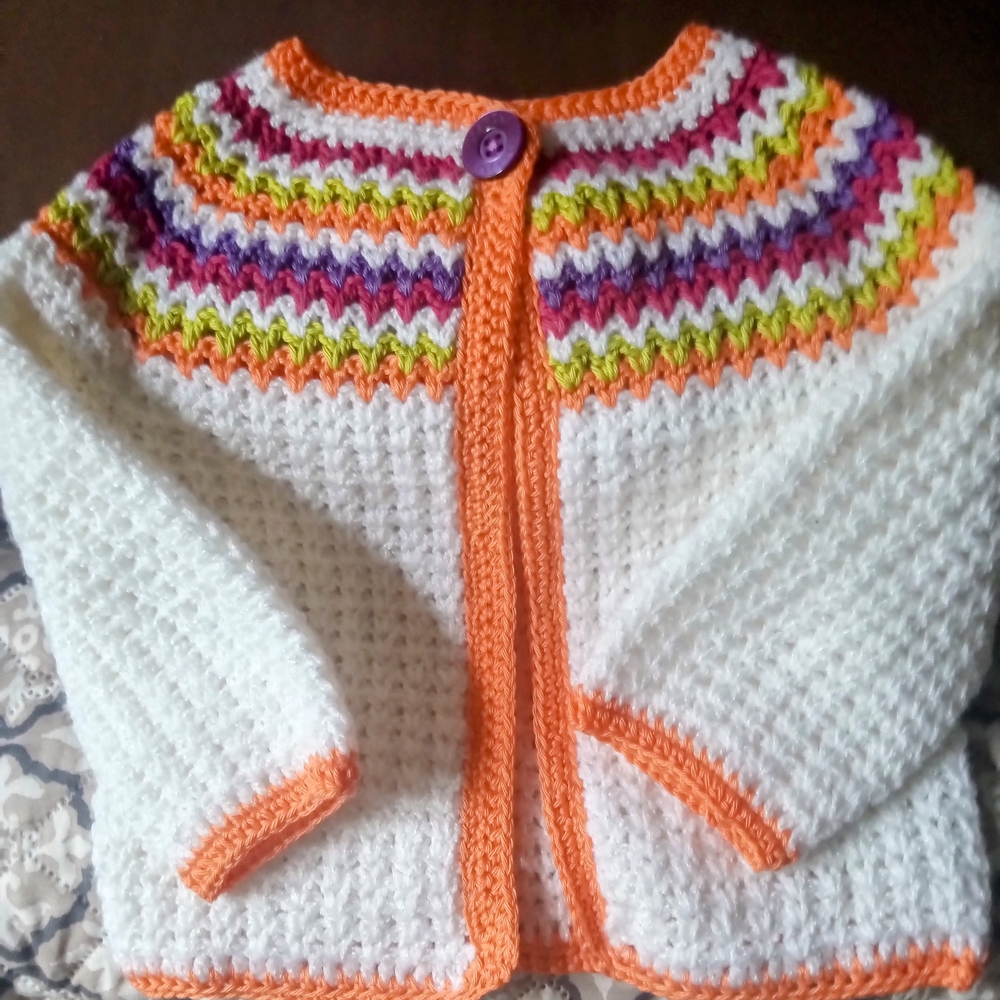 Handmade By Me Colorful Crochet Baby Cardigan